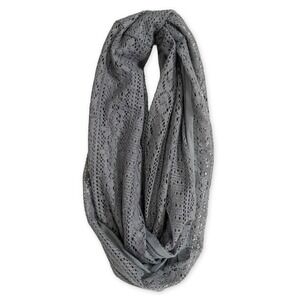 Gray Crochet Knit Infinity Scarf Lightweight Fashion Accessory Business Casual‎